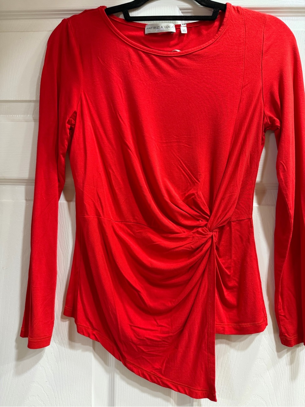 Patrizia Luca Bright Red Long-Sleeve Twist-Front Top
